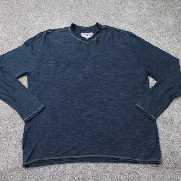 32 Bar Blues Shirt Mens XL Heather Blue 100% Cotton Long Sleeve Pullover - Picture 1 of 12